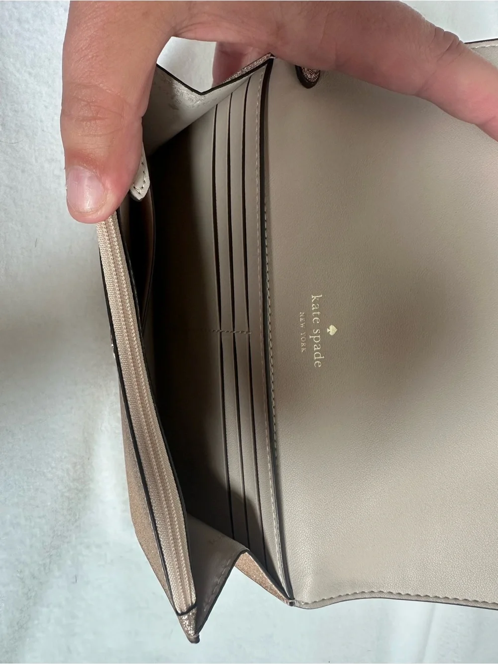 kate spade Glitter Wristlet Clutch in Rose Gold
